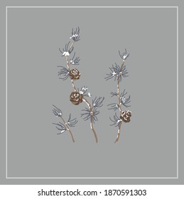 Christmas tree branch with cones. Snowy branch. Christmas pine tree.