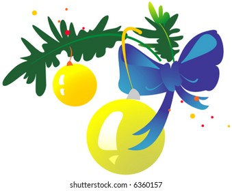 Christmas tree branch with decorations