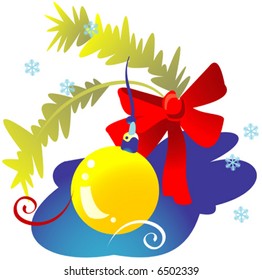 Christmas tree branch with decorations