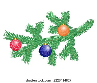 Christmas tree branch decorations colored balls