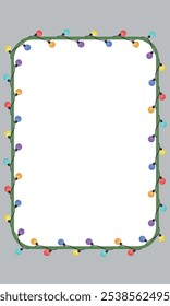 Christmas tree branch with Christmas tree garland, background frame. For letterheads, notepads and banners. Vector illustration.