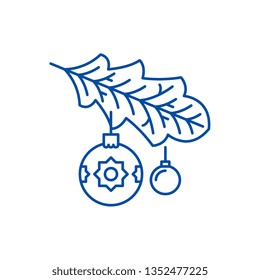 Christmas tree branch line icon concept. Christmas tree branch flat  vector symbol, sign, outline illustration.