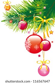 Christmas tree branch, on a white background