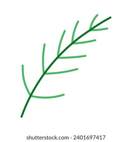 Christmas tree branch on white background. Vector flat illustration.