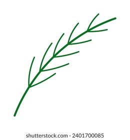 Christmas tree branch on white background. Vector flat illustration.