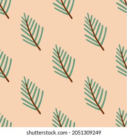 Fondo del patrón de la rama del árbol de Navidad. Publicación en medios sociales. Ilustración del vector de decoración navideña.