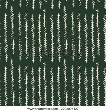 Christmas tree branch seamless pattern with hand drawn pine needles for winter decor and festive design