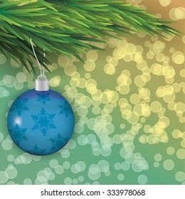 Christmas tree branch with a toy Vector illustration eps 10