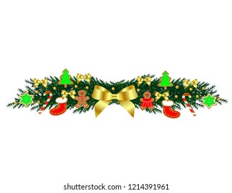 Christmas tree branch with toys