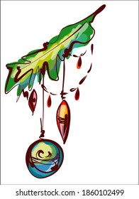 Rama de árbol de Navidad con juguetes, fondo vectorial para el diseño de Año Nuevo.