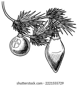 Christmas tree branch vector illustration isolated on white background