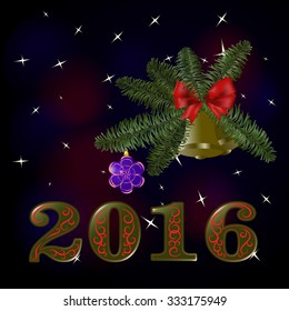 Christmas tree branches and Christmas Bells