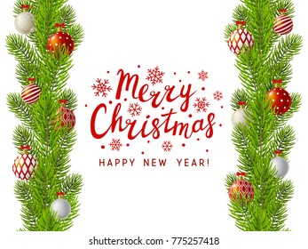 Christmas tree branches border with place for Your text