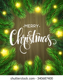Christmas Tree Branches Border. Vector Illustration EPS10