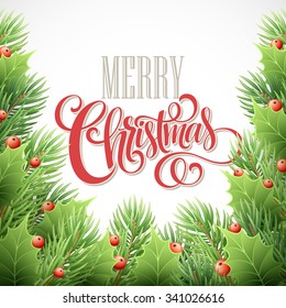 Christmas Tree Branches Border. Vector Illustration EPS10