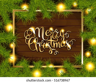 Christmas Tree Branches Border. Vector Illustration EPS10