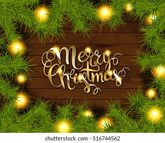 Christmas Tree Branches Border. Vector Illustration EPS10