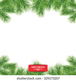 Borde decorativo de ramas de árbol de Navidad.