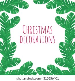 Christmas tree branches decorative frame  - Christmas background with fir branches