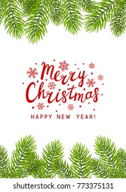Christmas tree branches isolated on white