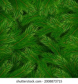 Christmas tree branches pattern. Christmas and New Year decoration. Vector illustration