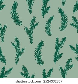 Christmas tree branches pattern. Winter greenery background. For branches wallpaper. 