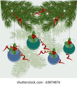 Christmas tree branches vector background