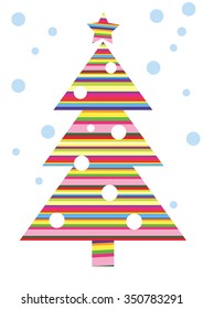 Christmas tree. Bright festive Christmas tree in the flames of different colors.