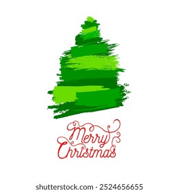 Christmas tree brush strokes. hand drawing. Not AI, Vector illustrations.