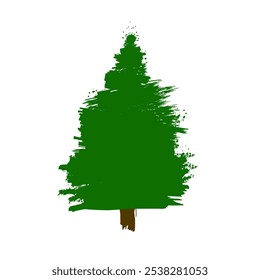 Christmas tree brush strokes. hand drawing. Not AI, Vector illustrations.