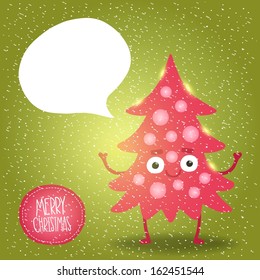 Christmas tree with bubble speech background
