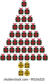 Christmas tree built of gifts