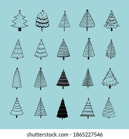Paquete de árbol de Navidad, dibujos y dibujos