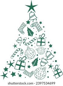 CHRISTMAS TREE Bundle, Tree Outline, Christmas Ornaments, Tree Christmas, Christmas ClipArt, Pine Tree ClipArt