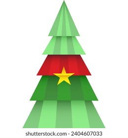 Christmas tree. Burkina Faso flag. Merry Christmas and Happy New Year. 
Vector illustration.