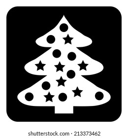 Christmas Tree button on white background. Vector illustration.