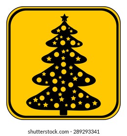 Christmas Tree button on white background. Vector illustration.