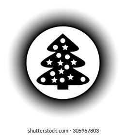 Christmas Tree button on white background. Vector illustration.