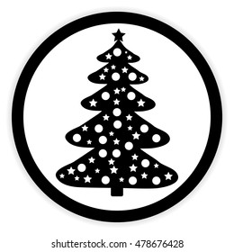 Christmas Tree button on white background. Vector illustration.