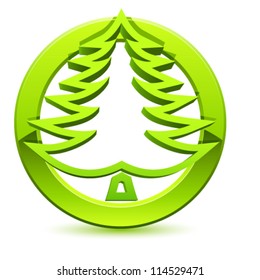 christmas tree button - vector illustration