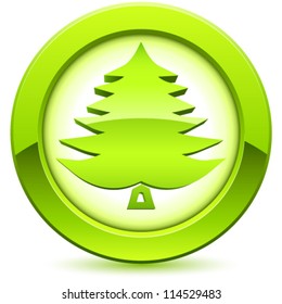 christmas tree button - vector illustration