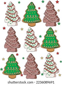 Christmas Tree Cakes Seamless Pattern