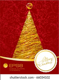Christmas tree calligraphic vector decorative template.