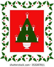 Christmas tree with candles in the frame
