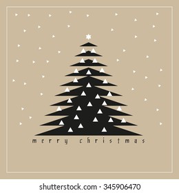 a christmas tree with candles and lots of triangles, on a beige background