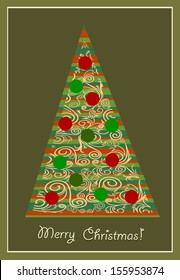 Christmas tree. Christmas card. 