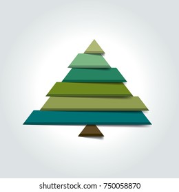 Christmas tree card. Abstract stylized green pine.