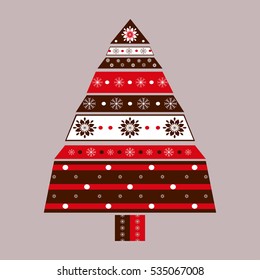 Christmas tree card background. New year vector illustration.