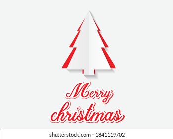 Christmas tree card background , paper cut style . paper cut christmas
