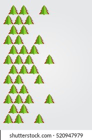 Christmas tree card background, paper cut style